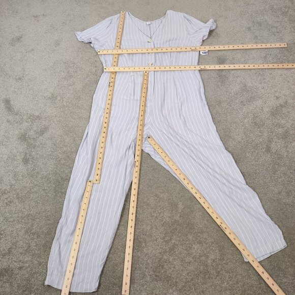 Old Navy NEW Women's Jumpsuit Size 1X Striped Blue White Linen Viscose Summer - Picture 7 of 12